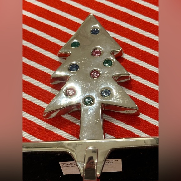 POTTERY BARN Christmas Tree Stocking Hangers Silver Tone - set of 2 - Picture 6 of 9